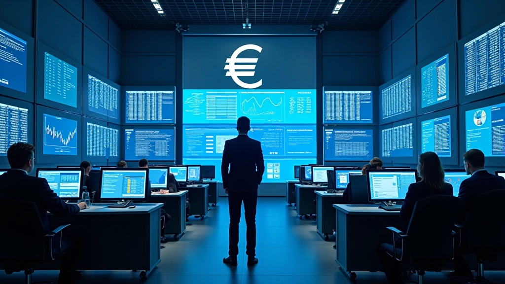 EZB-Hauptquartier und Europäische Geldpolitik Symbolik mit Grafiken